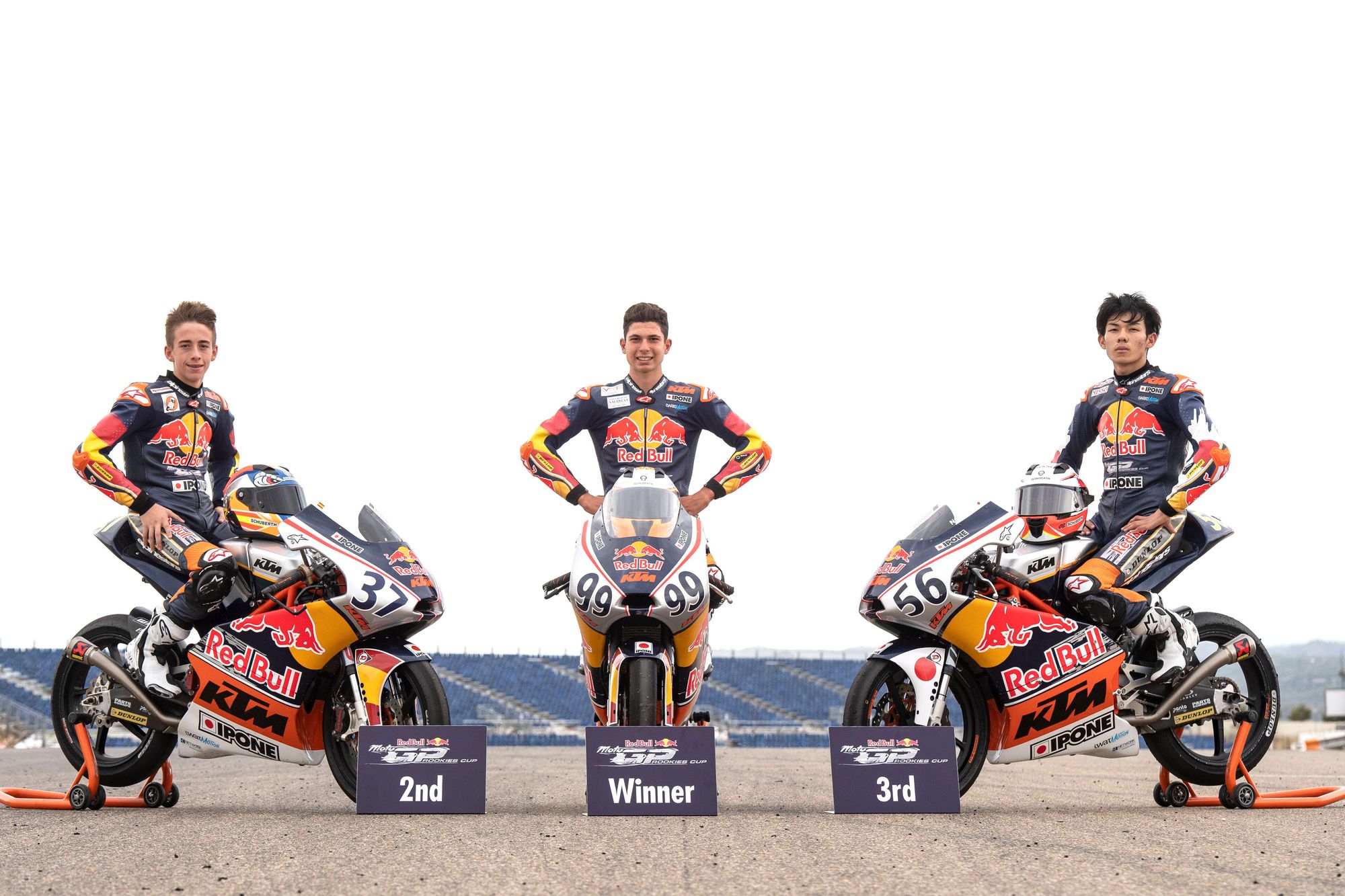 Pedro Acosta, Carlos Tatay and Haruki Noguchi, Red Bull Rookies Cup