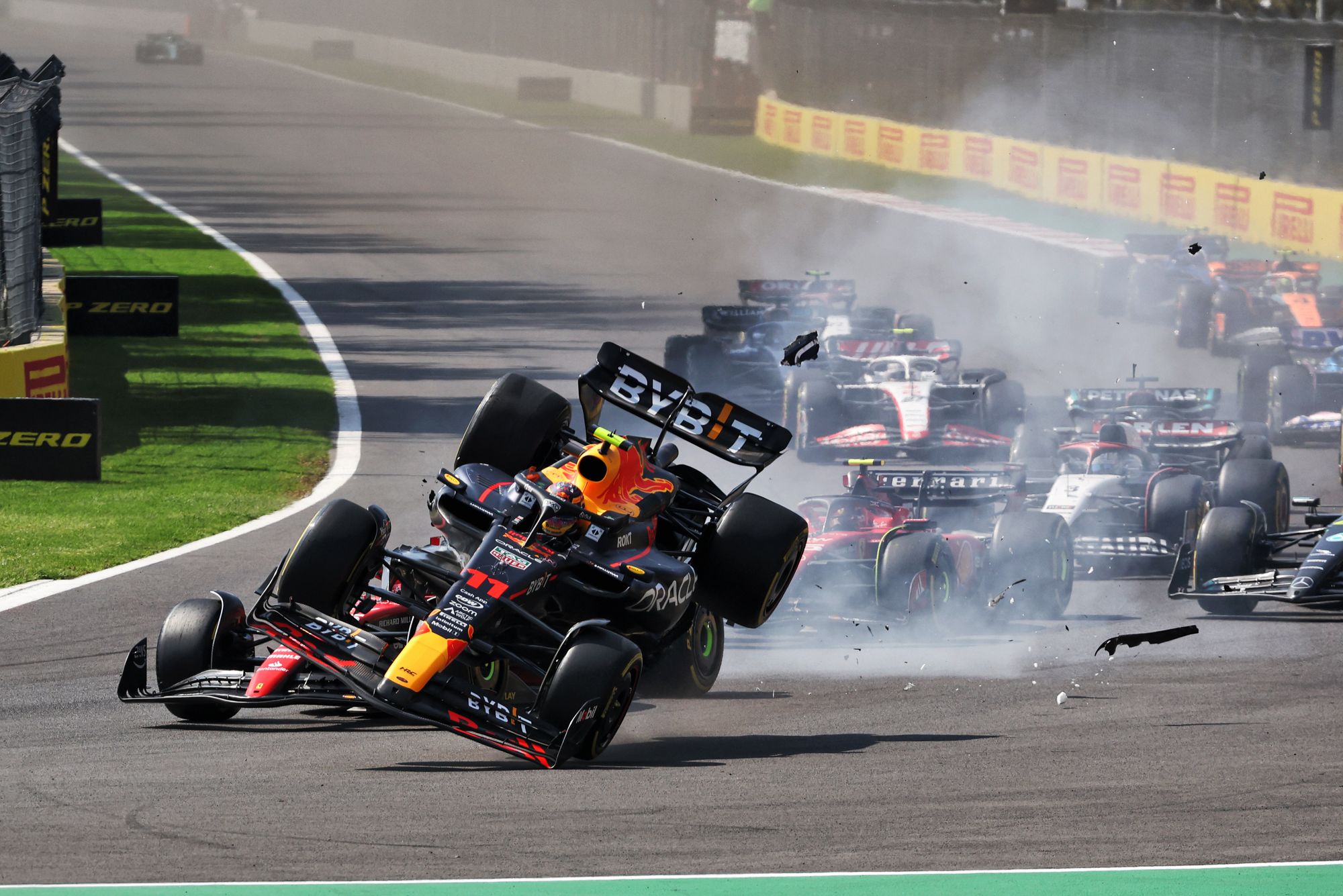 Mexico GP stopped as F1 car bursts into flames after huge high