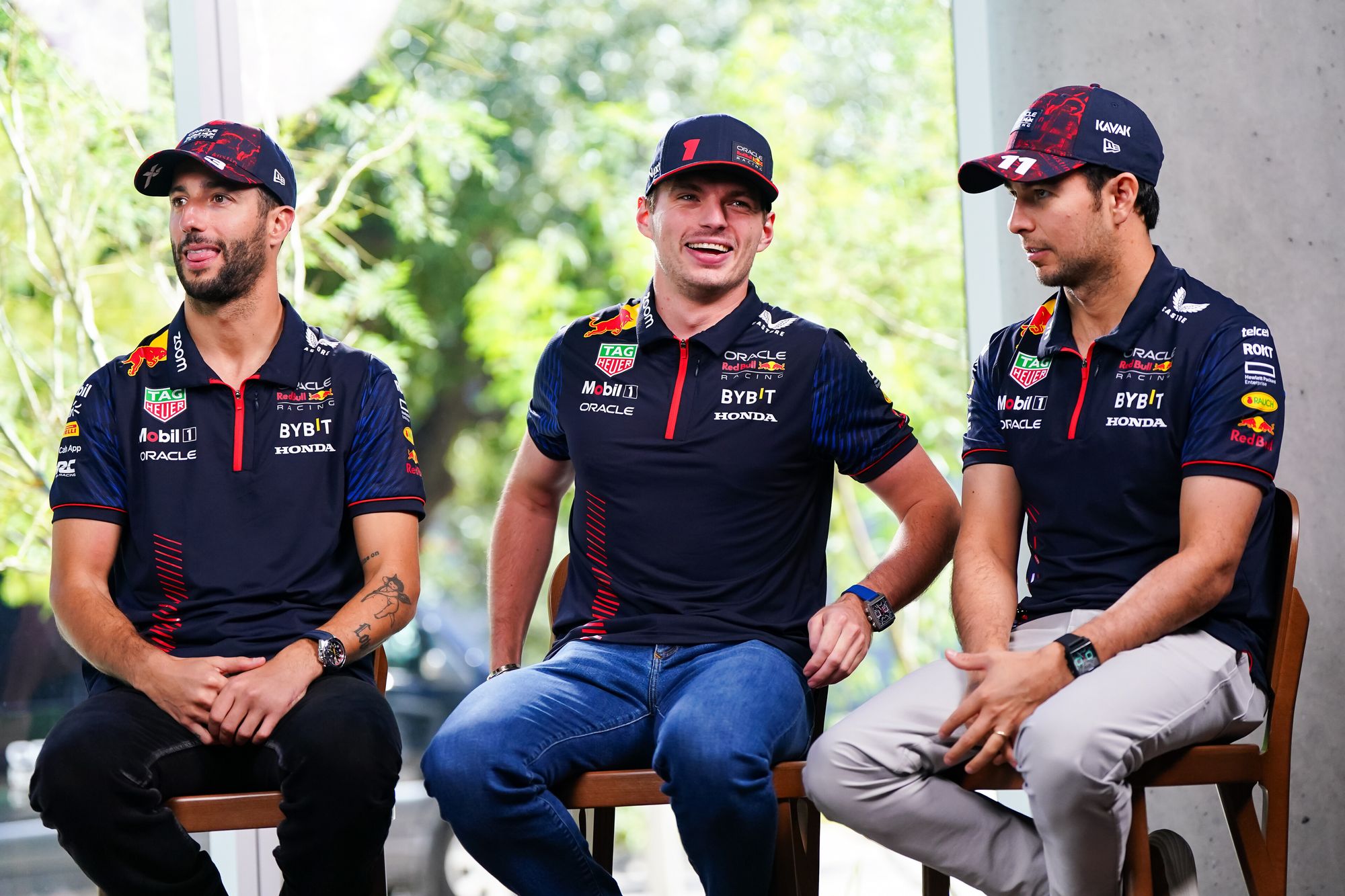 Daniel Ricciardo, Max Verstappen and Sergio Perez, F1