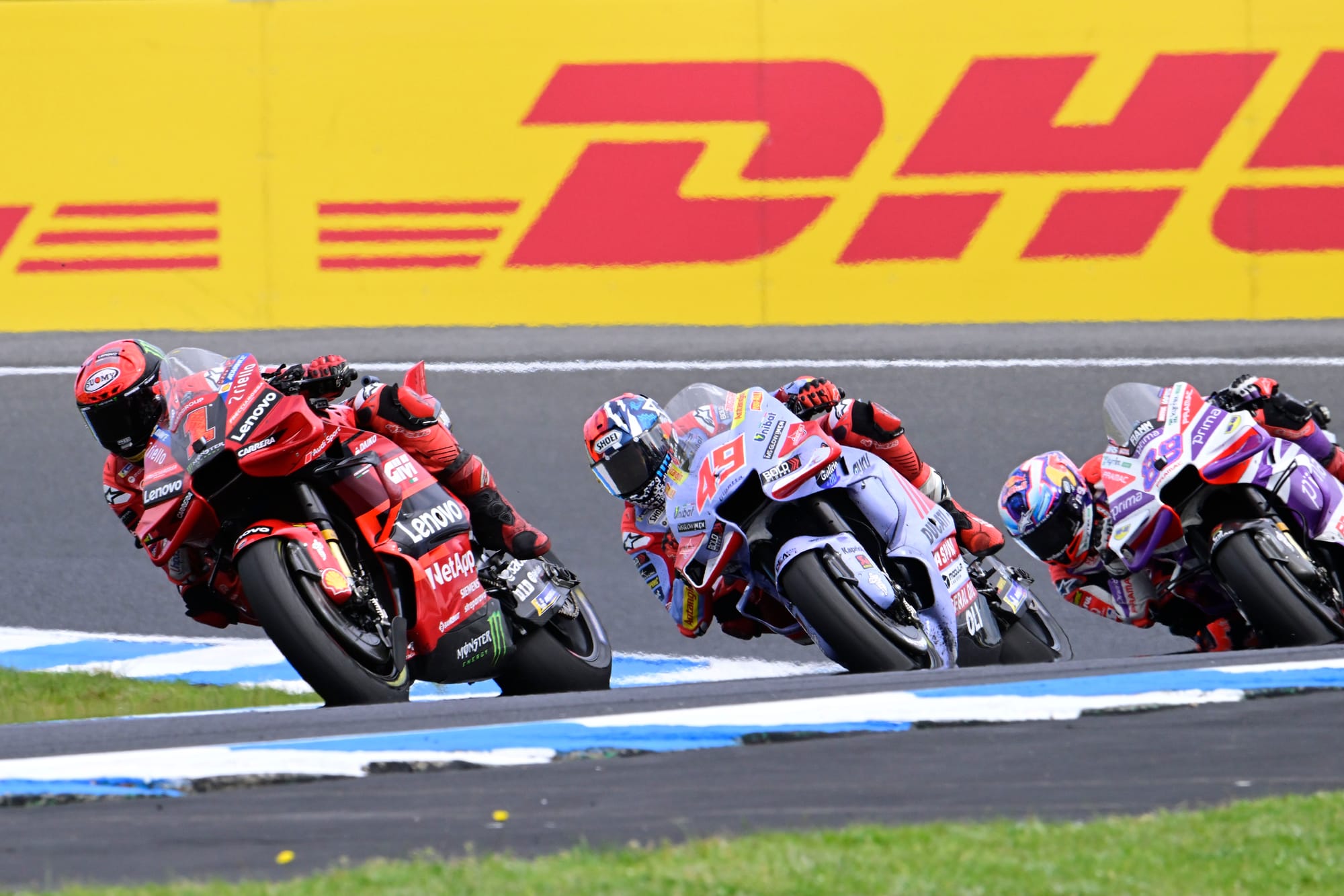 Pecco Bagnaia, Fabio Di Giannantonio and Jorge Martin, MotoGP