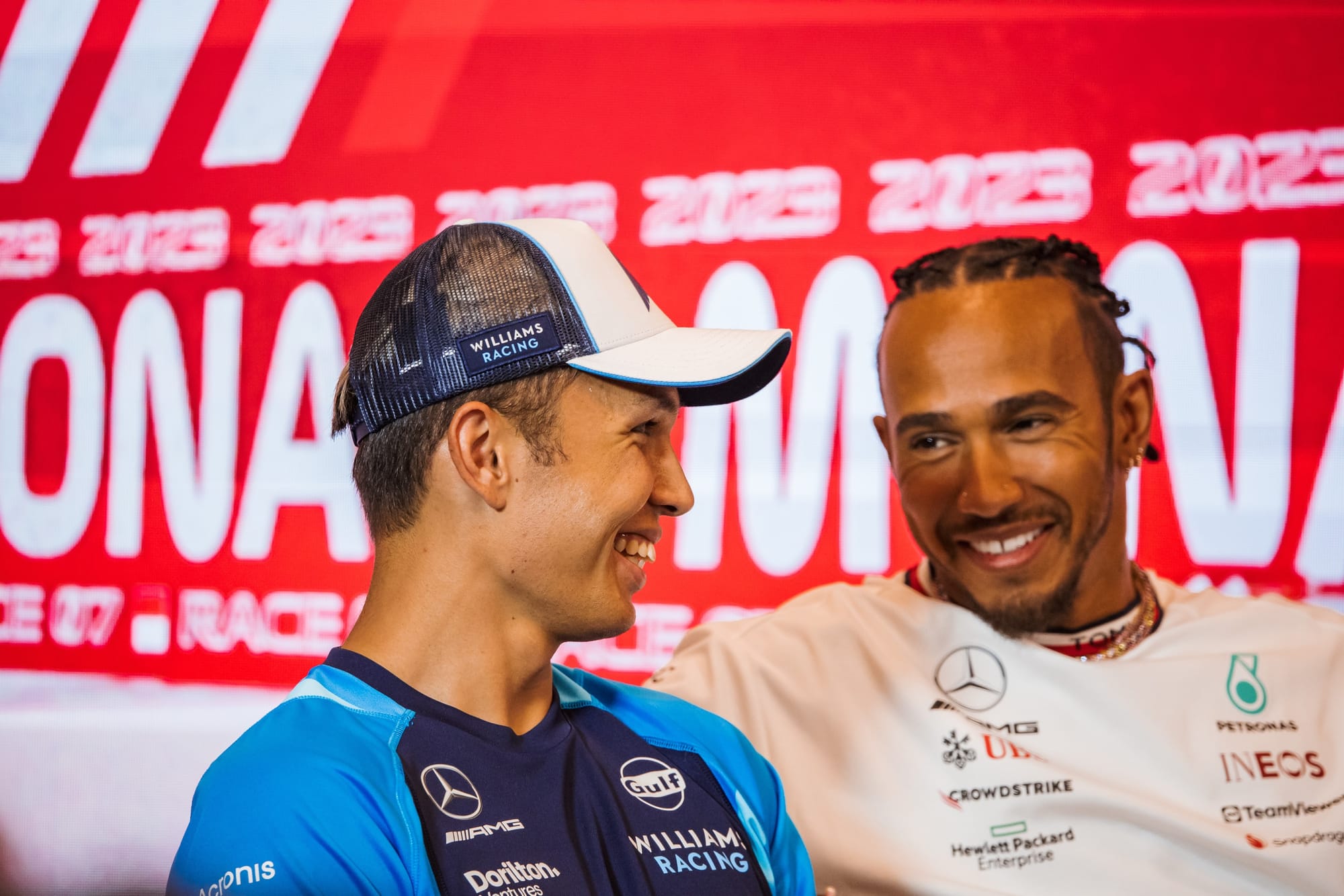 Alex Albon and Lewis Hamilton, F1