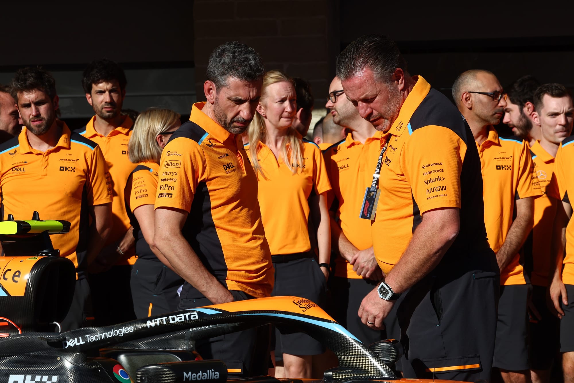 Andrea Stella and Zak Brown, McLaren, F1