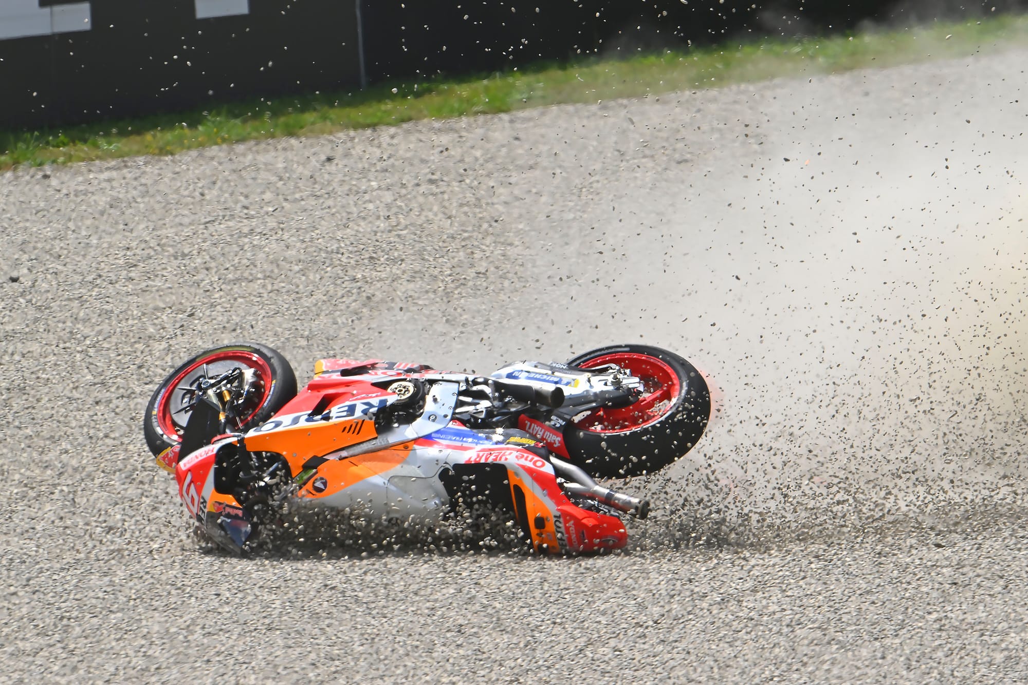 Marc Marquez's crashed Honda, Mugello, MotoGP