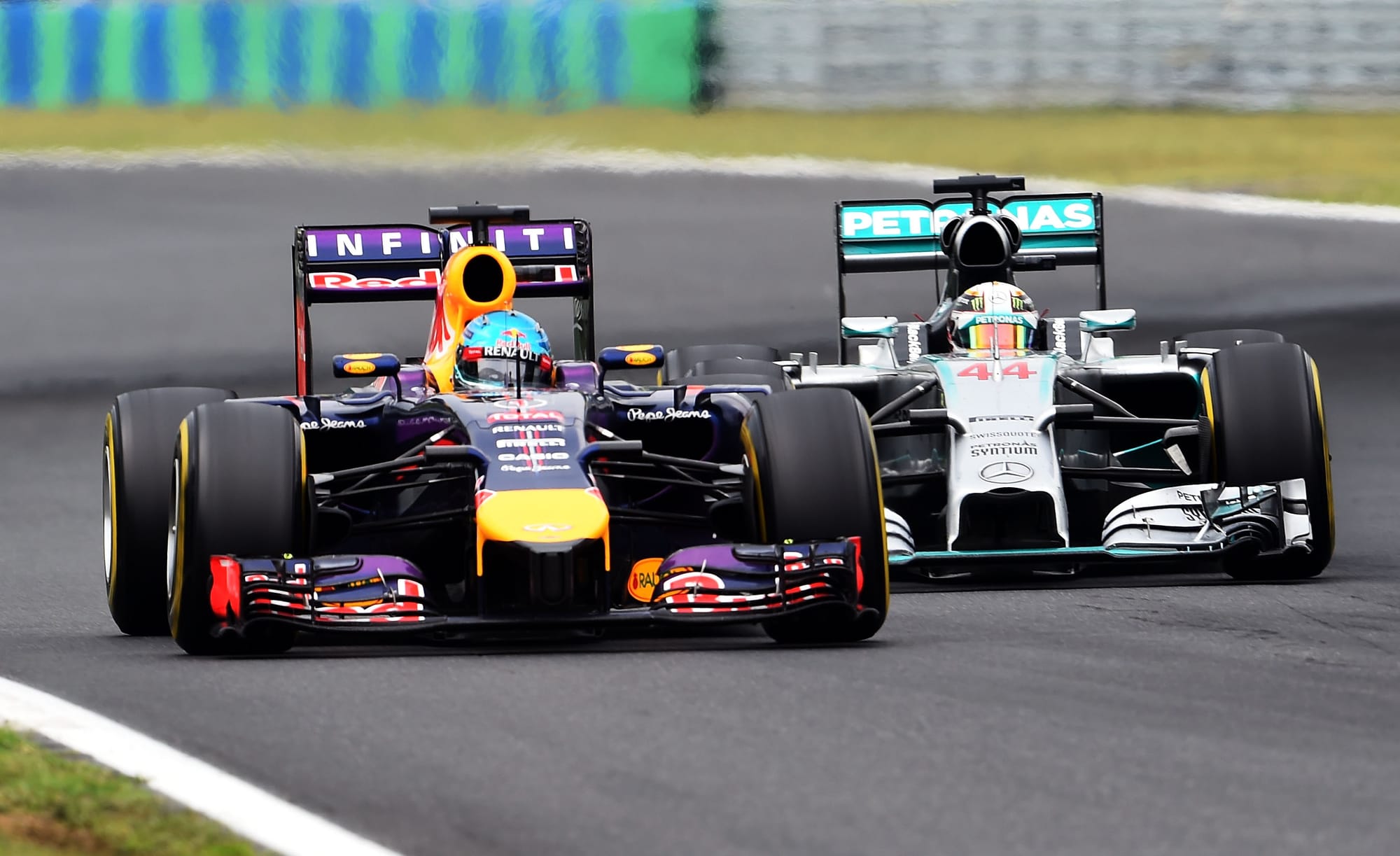 Sebastian Vettel, Red Bull, and Lewis Hamilton, Mercedes, F1