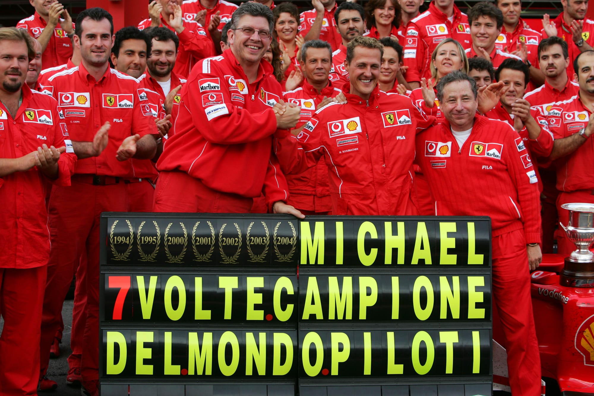 Ross Brawn, Jean Todt and Michael Schumacher, Ferrari, F1