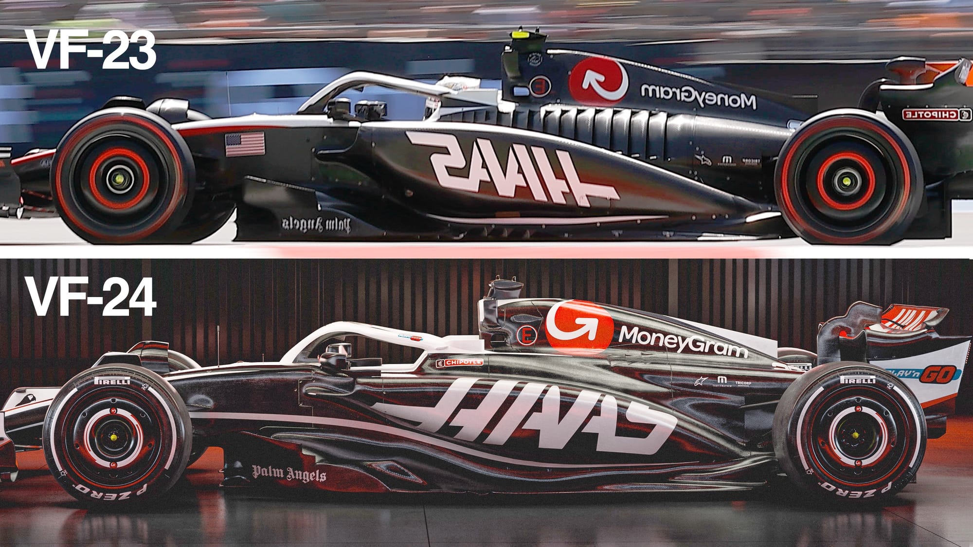 Haas VF-23 and Haas VF-24 comparison, F1