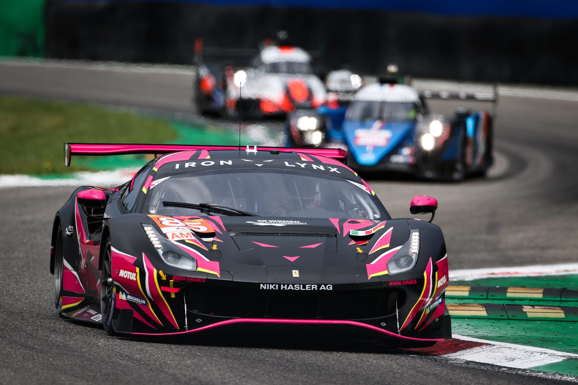 Sarah Bovy, Rahel Frey and Michelle Gatting's Ferrari in WEC at Monza, 2021