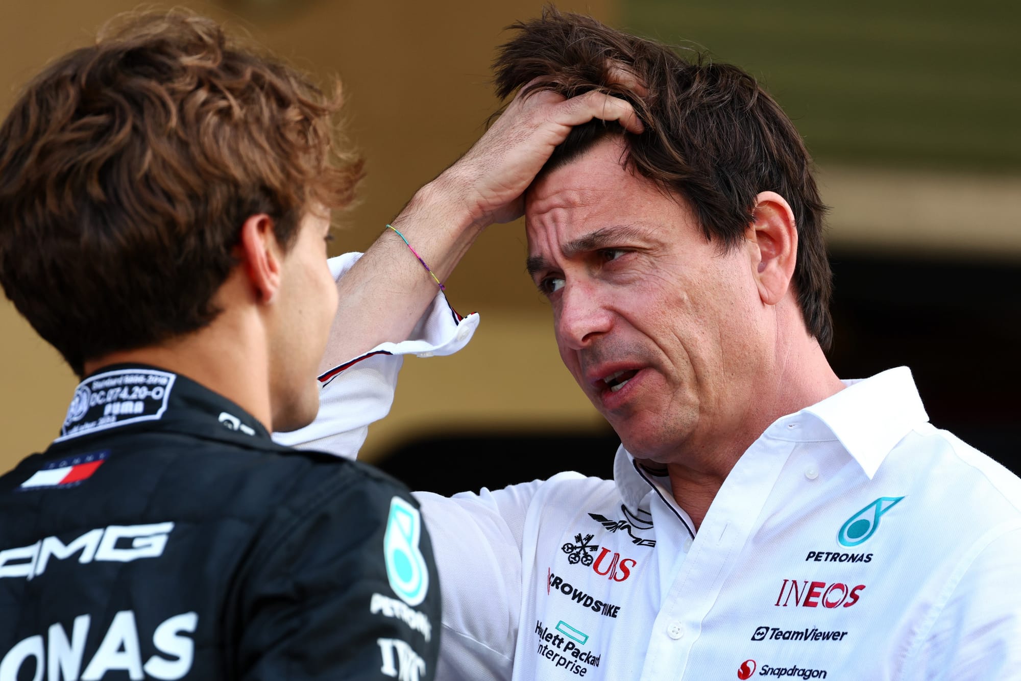 George Russell and Toto Wolff, Mercedes, F1