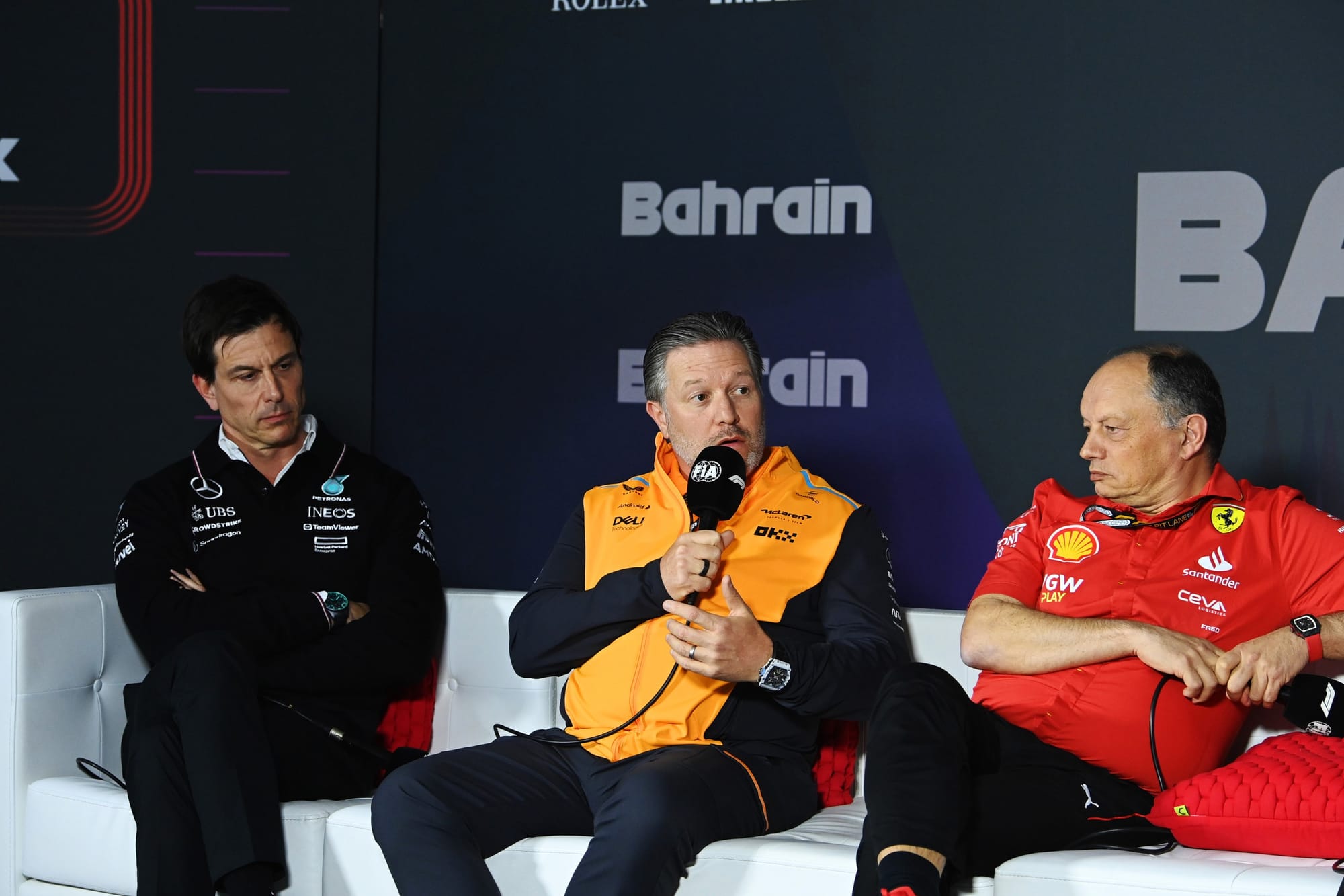 Toto Wolff, Zak Brown and Fred Vasseur, F1