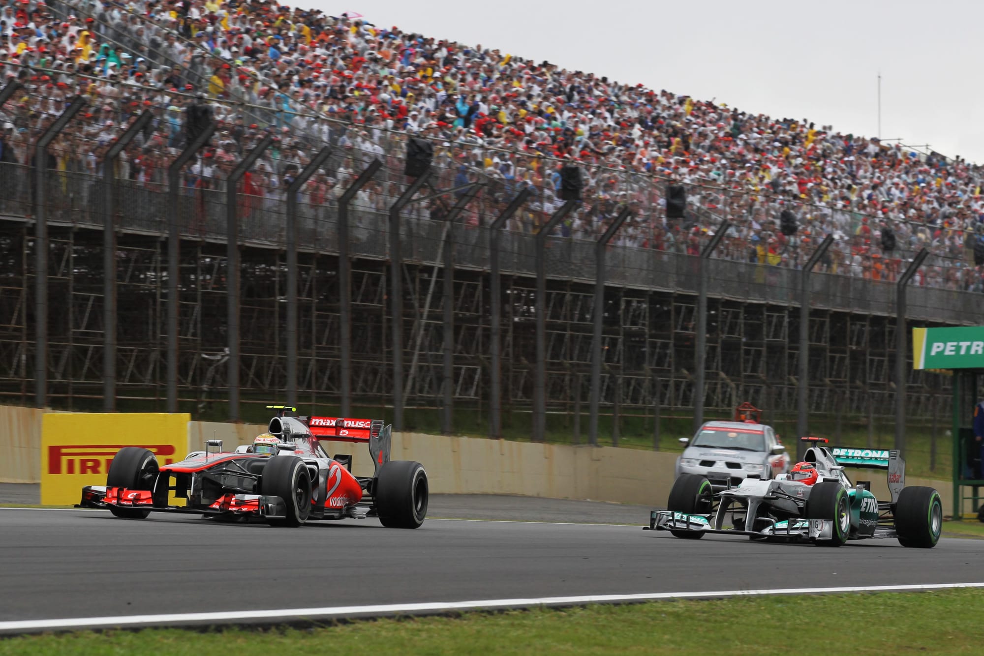 Lewis Hamilton, McLaren, and Michael Schumacher, Mercedes, F1