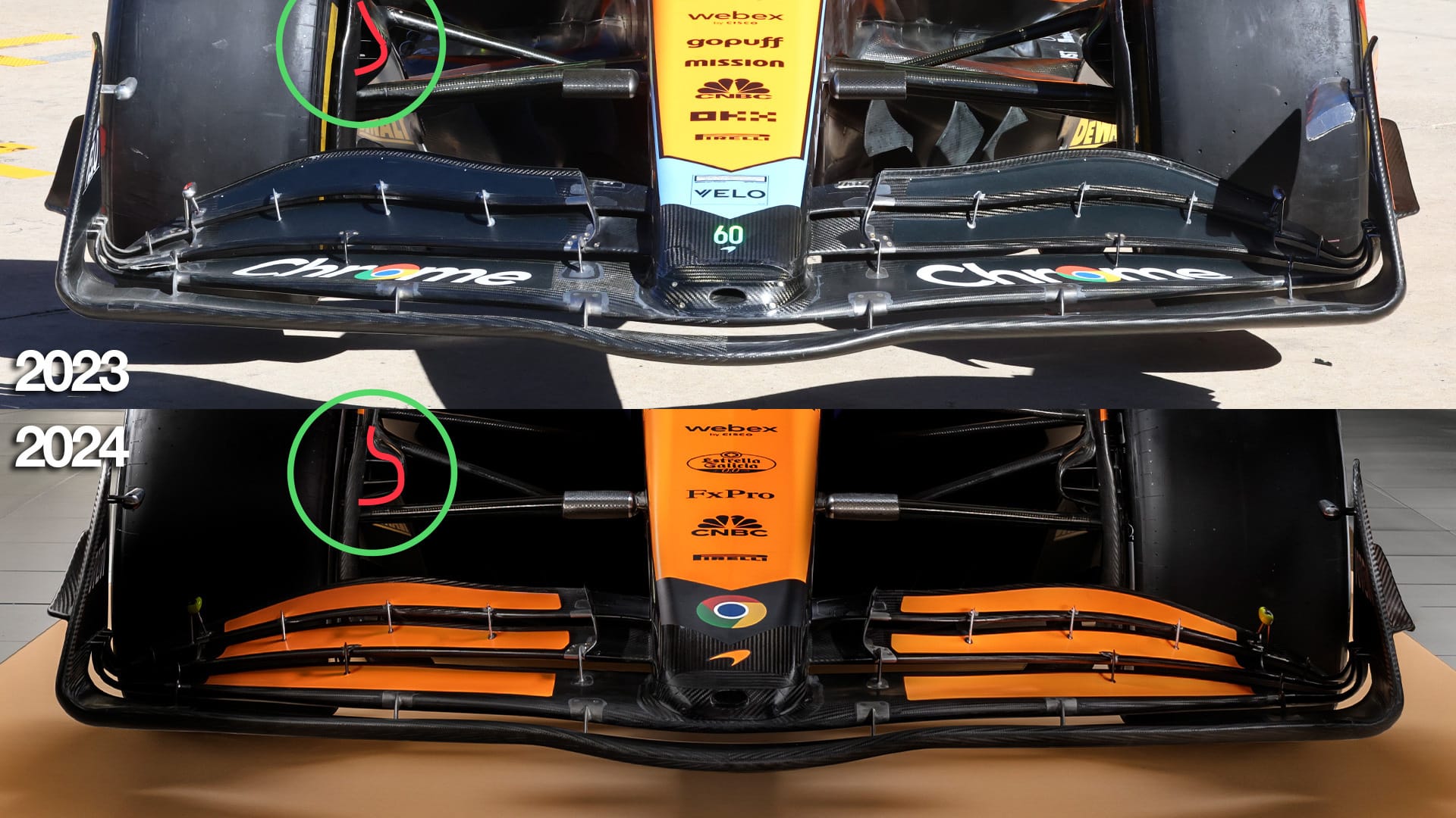 McLaren F1 2023 2024 comparison