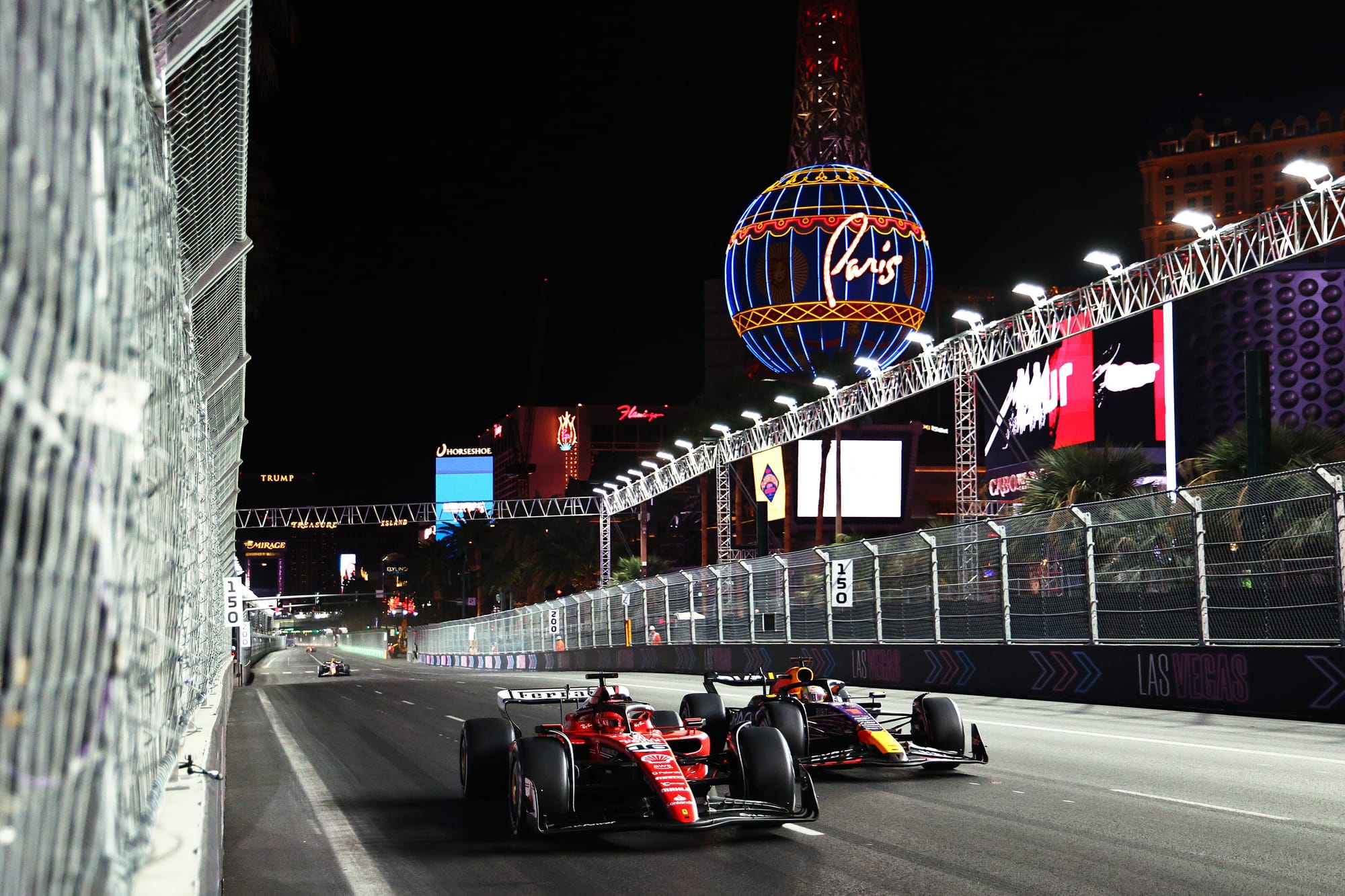 Charles Leclerc, Ferrari, and Max Verstappen, Red Bull, Las Vegas GP, F1