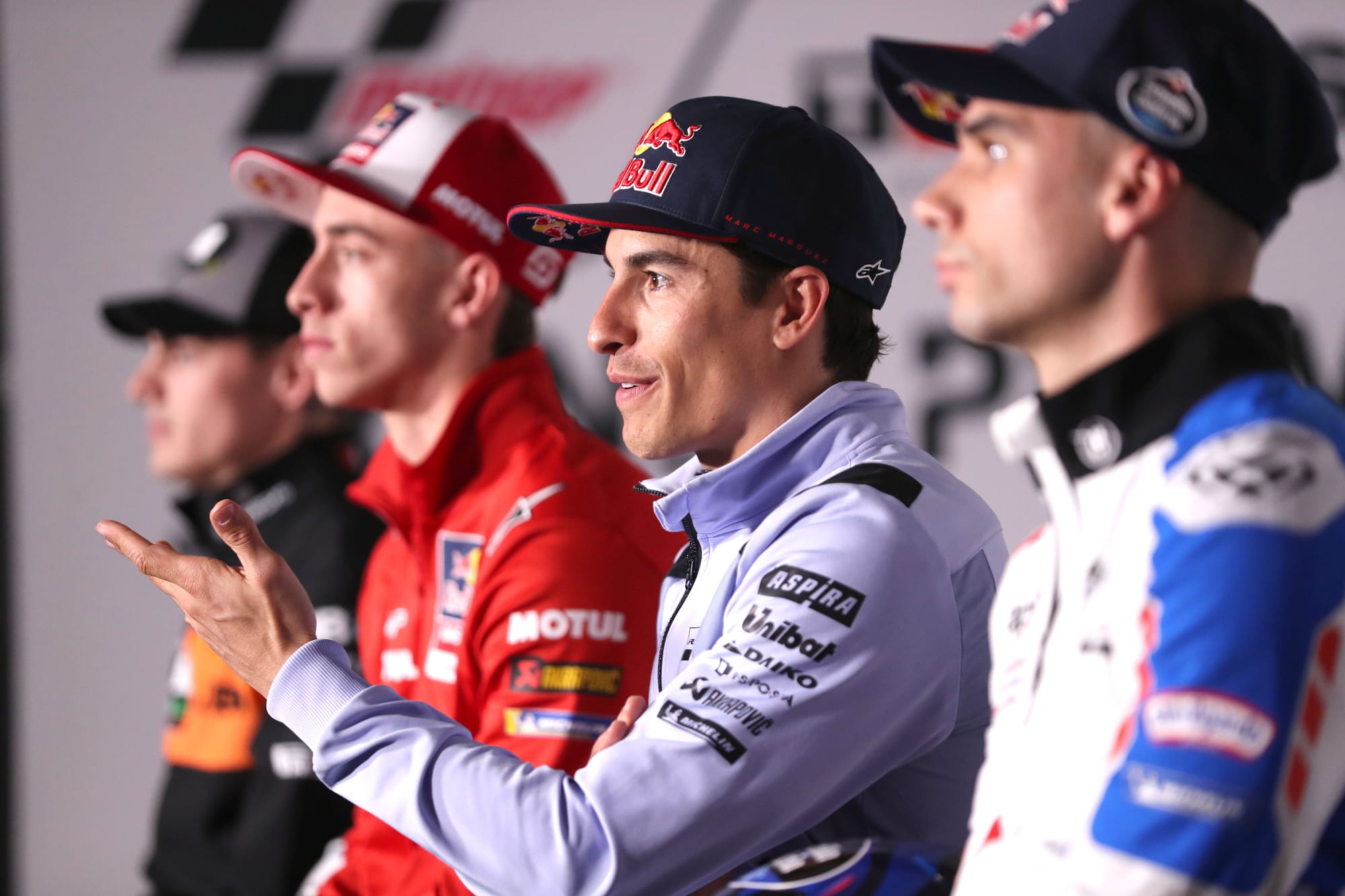 Marc Marquez talks in the Portimao MotoGP press conference, 2024