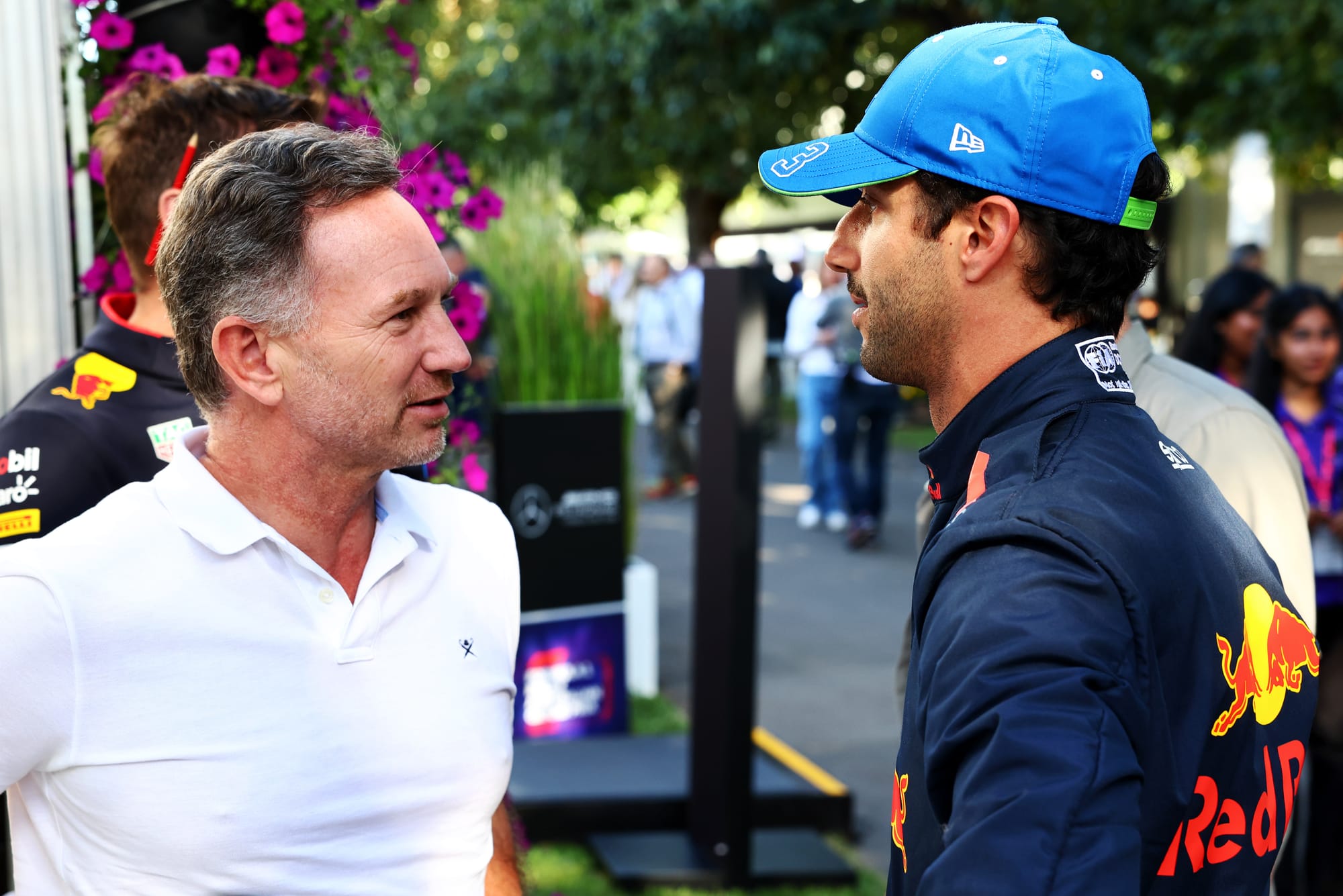 Christian Horner and Daniel Ricciardo in conversation