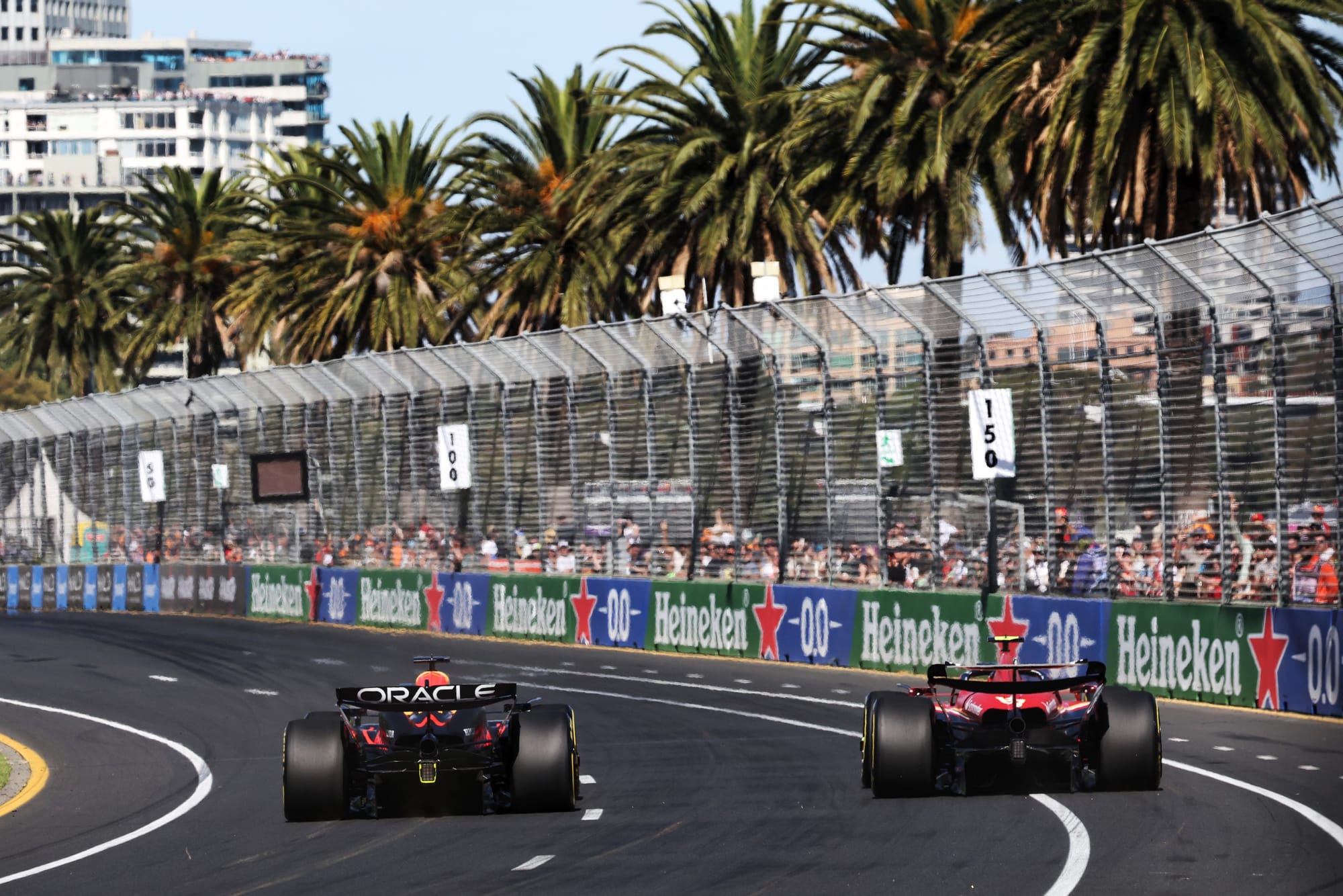 Max Verstappen, Red Bull, and Carlos Sainz, Ferrari, F1