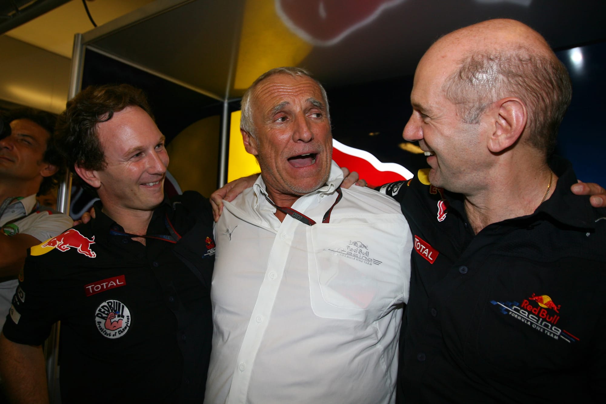 Christian Horner, Dietrich Mateschitz and Adrian Newey, Red Bull, F1