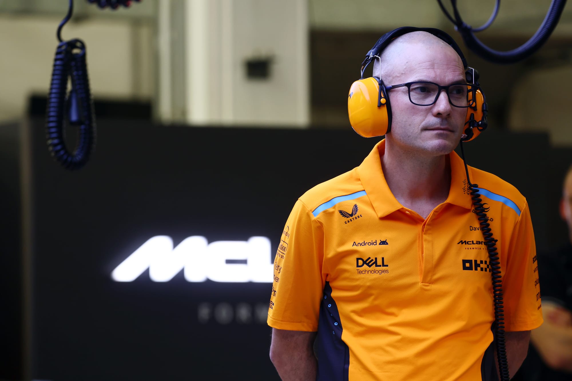 David Sanchez looks on in McLaren uniform during the 2024 Formula 1 season