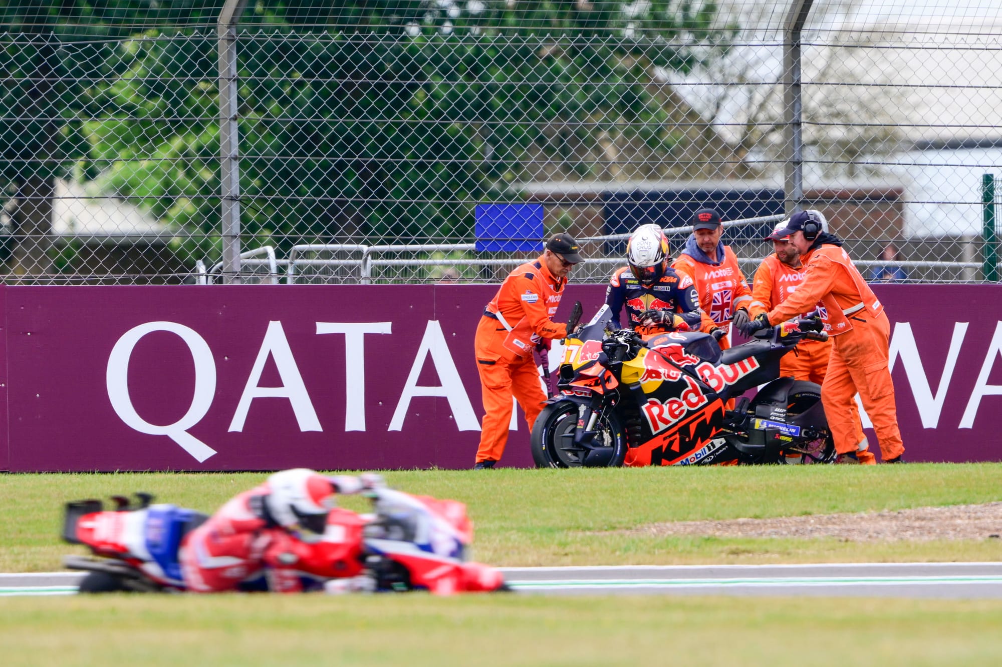 Pedro Acosta after crashing during practice on Saturday