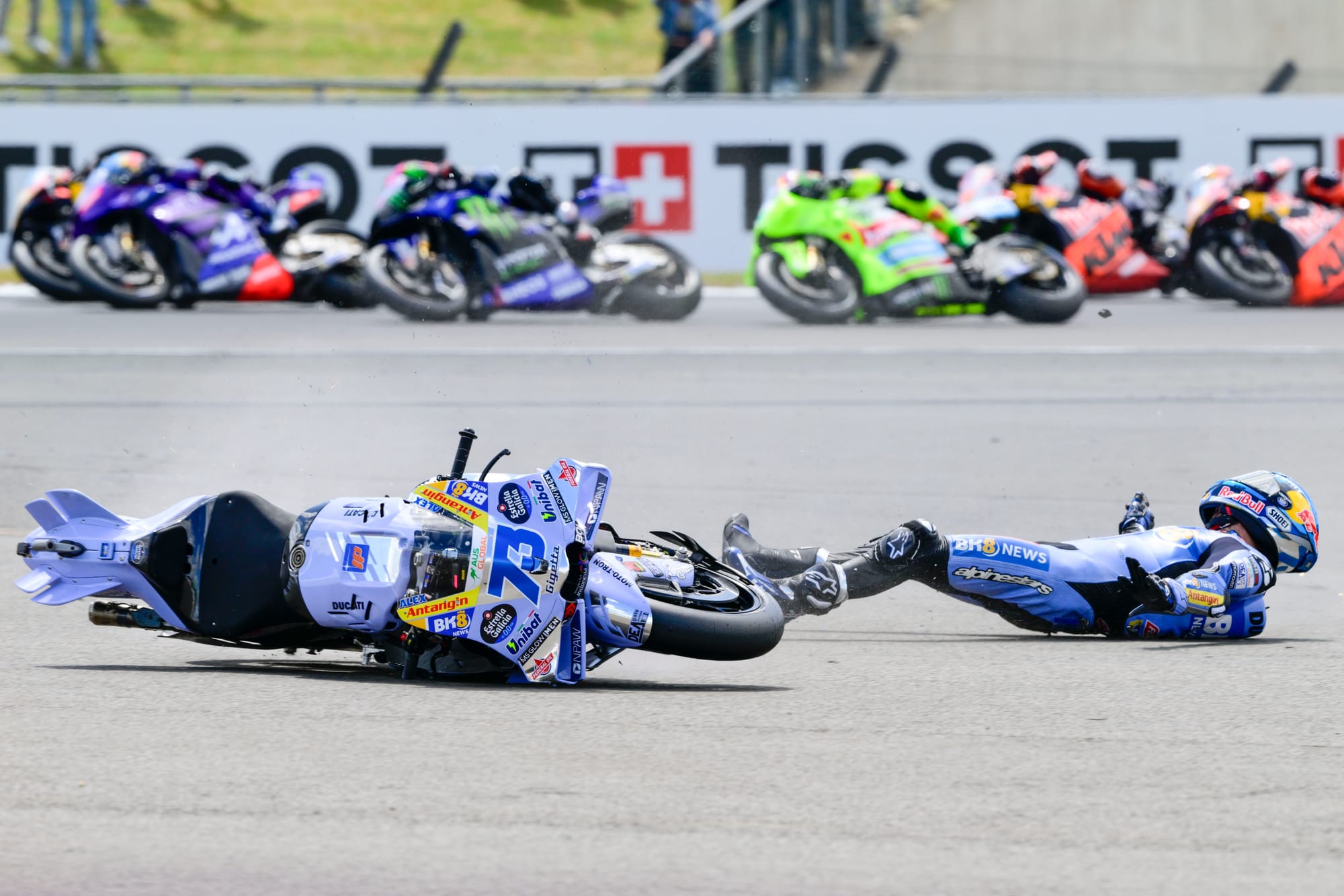 Alex Marquez crash Silverstone MotoGP 2025