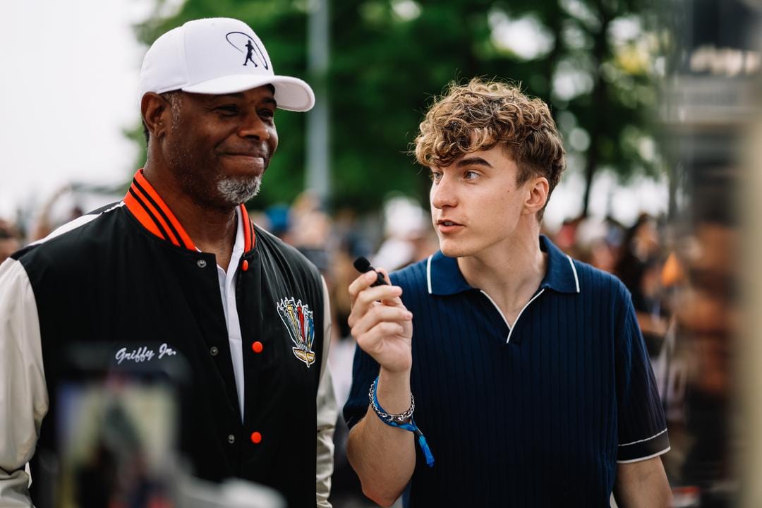 David Malukas conducting interviews at the 2024 Indy 500