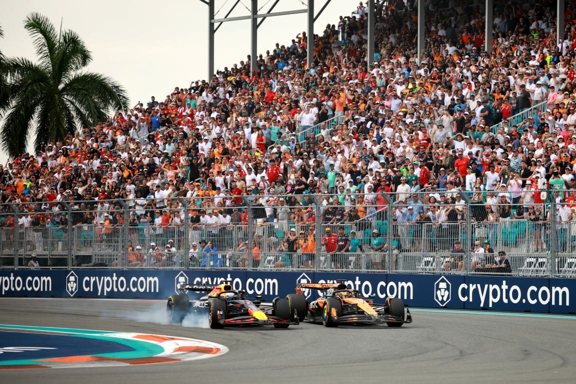 Max Verstappen, Red Bull, and Oscar Piastri, McLaren, F1
