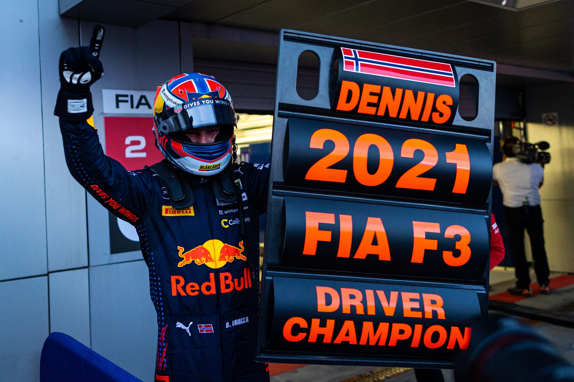 Dennis Hauger celebrates 2021 Formula 3 championship win