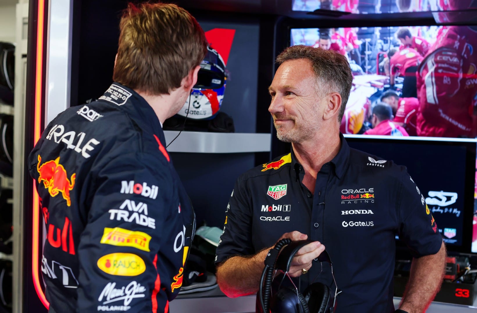 Max Verstappen and Christian Horner, Red Bull, F1