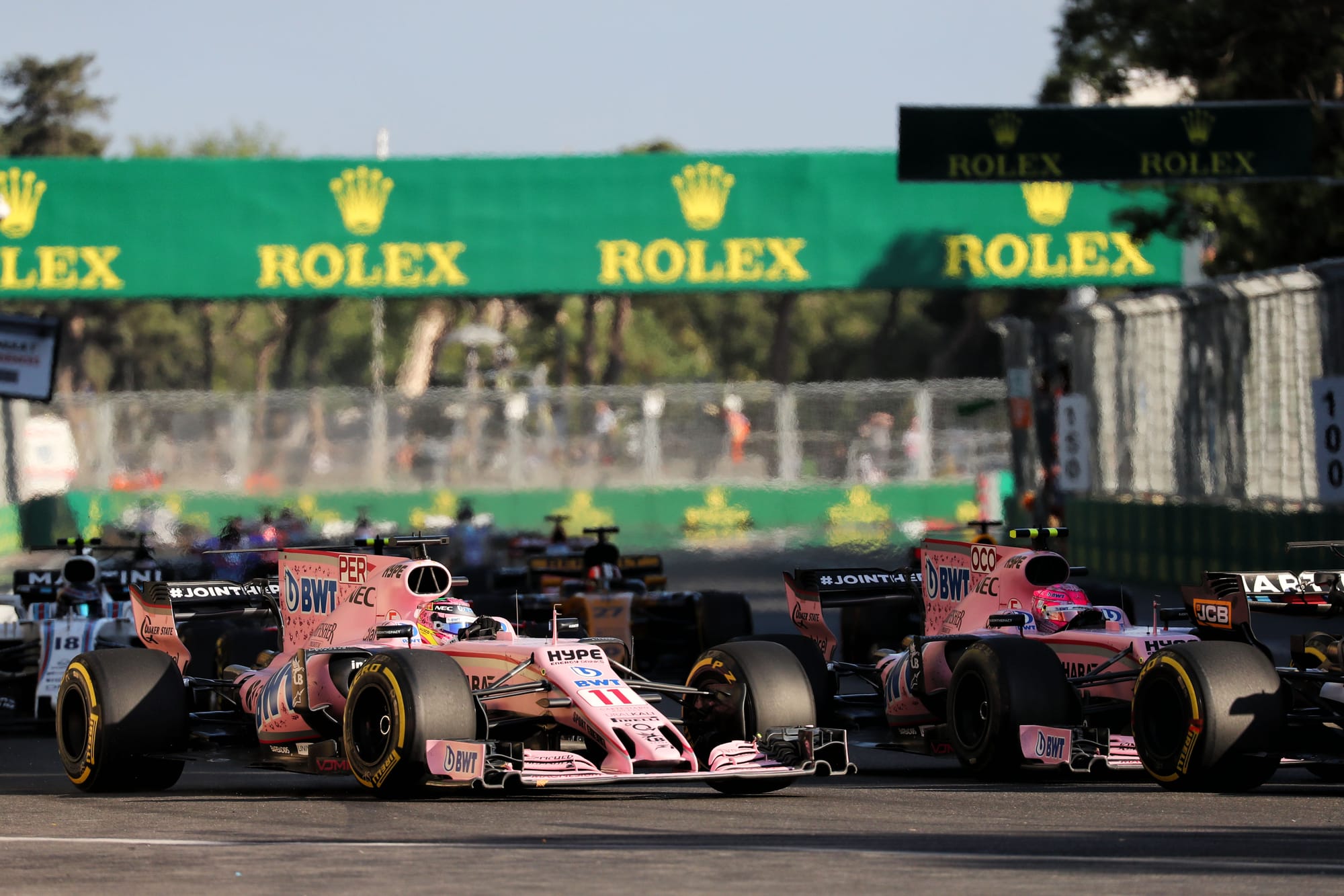 Esteban Ocon and Sergio Perez 2017 Azerbaijan Grand Prix