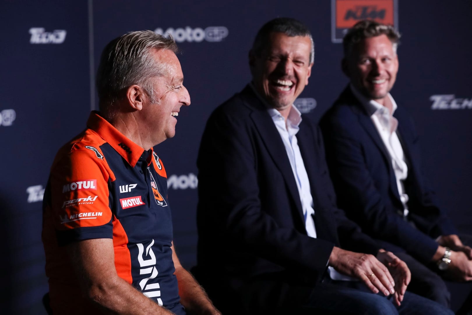 Herve Poncharal, Guenther Steiner and Richard Coleman, Tech3 KTM, MotoGP