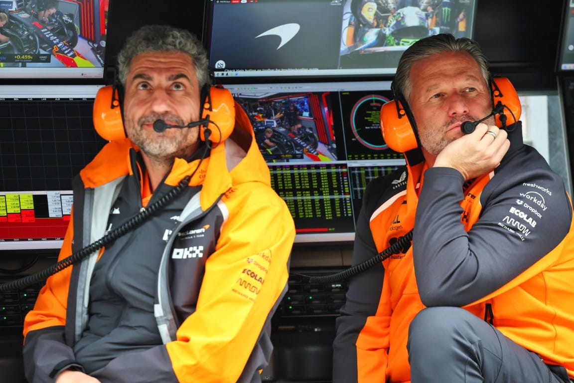 Andrea Stella and Zak Brown, McLaren, F1