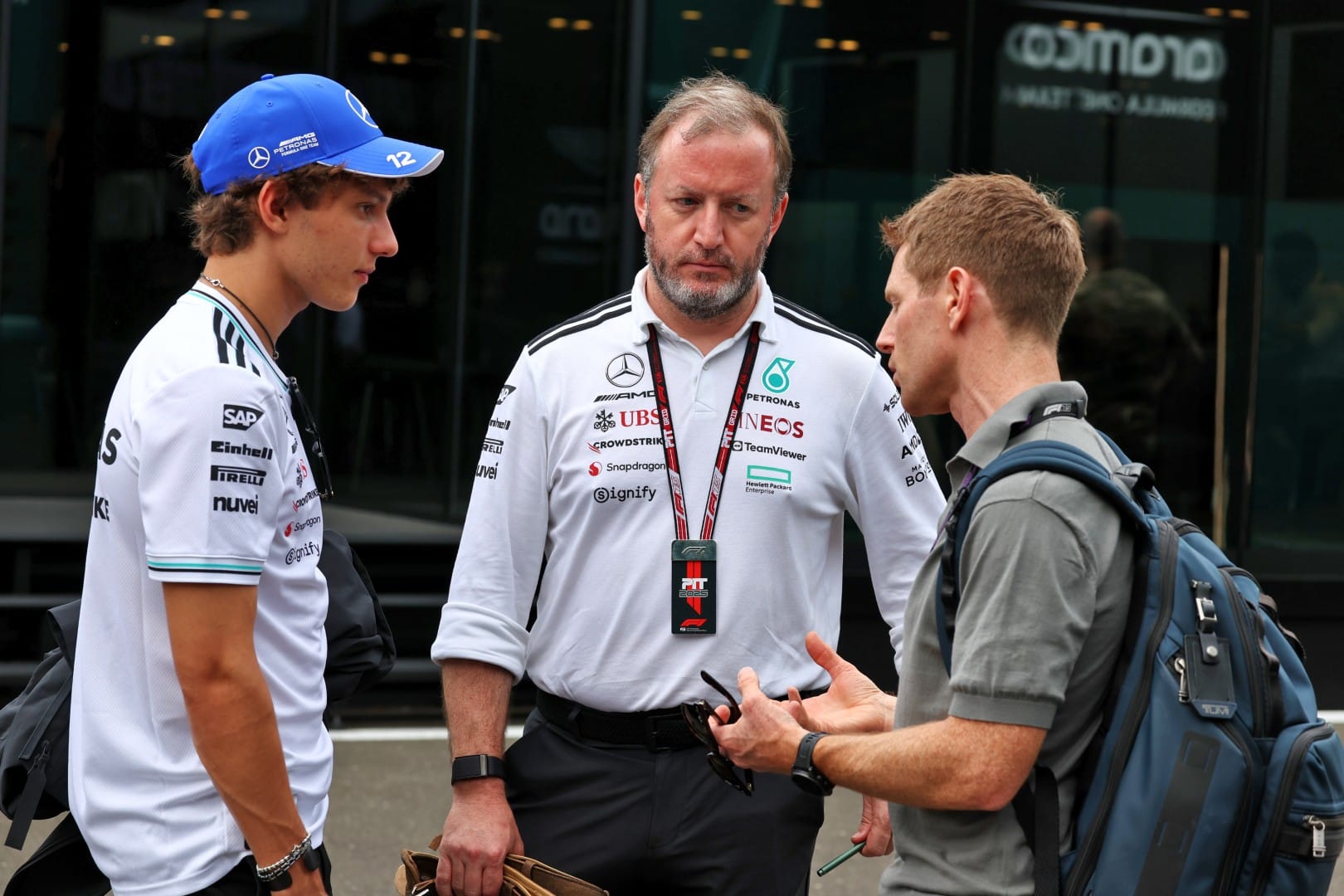 Kimi Antonelli, Bradley Lord and Anthony Davidson, Mercedes, F1