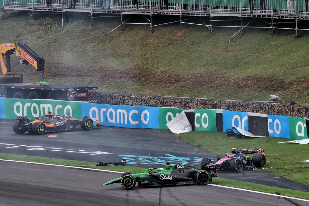 Piastri crashes out of red-flagged Brazil F1 sprint race