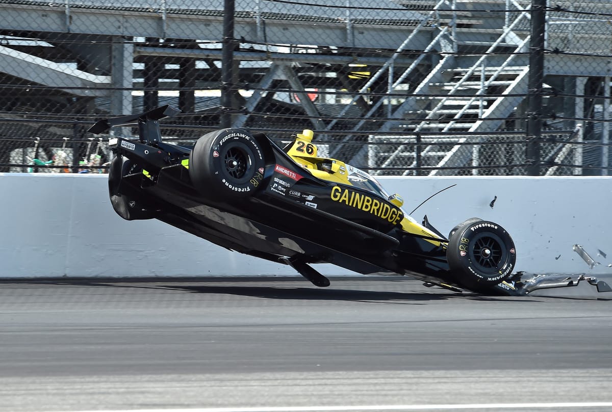Herta upside down in massive indy 500 qualifying crash the race