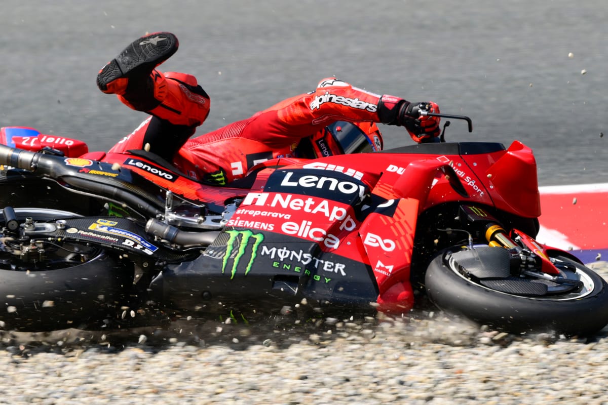 Marquez crashes out of Austrian GP pole fight, Bezzecchi pounces