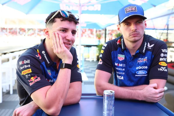 Isack Hadjar and Max Verstappen, Red Bull, F1